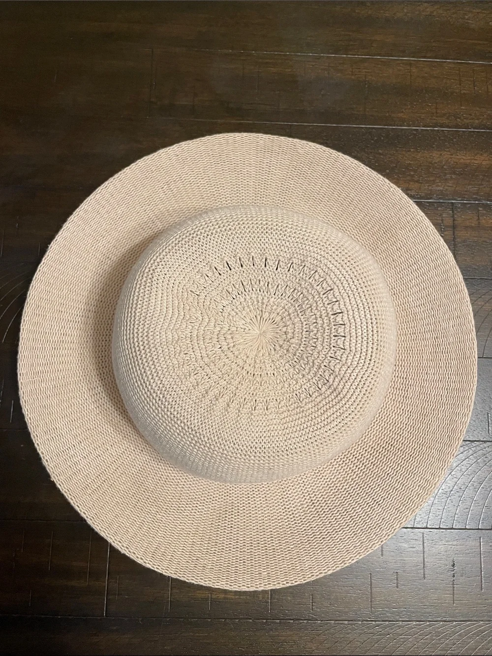 Noidinotte Chic Collection Beige Wide Brim Crochet Knit Hat
